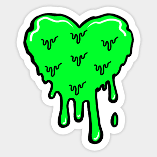 Green Melting Acid Heart Sticker